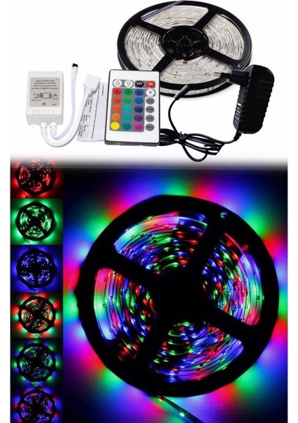 5 Metre Rgb Şerit LED Seti-Iç ve Dış Mekan Silikonlu-Tak Çalıştır (4887)