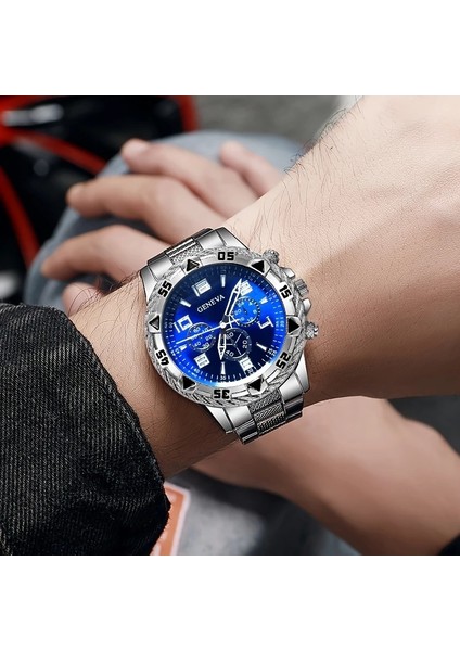 Erkek Tasarım Çelik Kol Saati ve Bileklik Takımı fiyatları