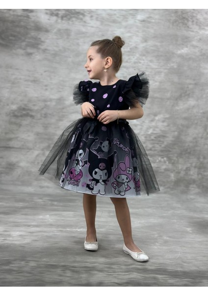 Kız Çocuk Tüllü Kuromi ve My Melody Desenli Tüllü Kız Çocuk Parti 2712Sİ indirimleri