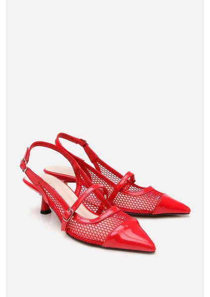 Kadın Rugan Kırmızı Fileli Stiletto fırsatları