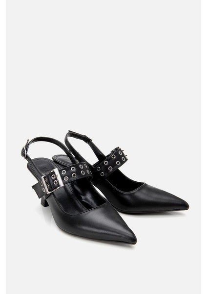 Kadın Siyah Kemerli Stiletto