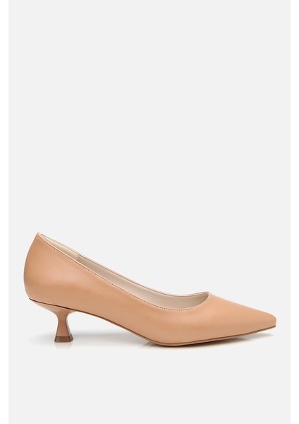 Kadın Bej Kısa Topuklu Stiletto