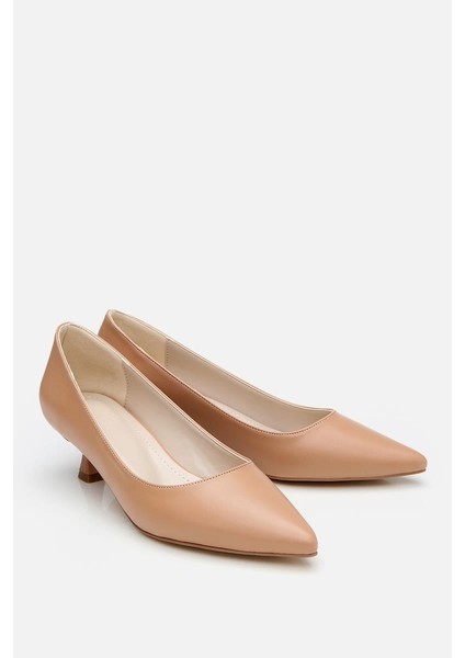 Kadın Bej Kısa Topuklu Stiletto