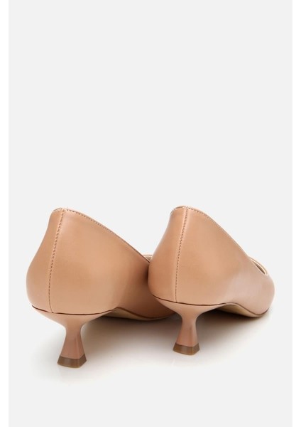 Kadın Bej Kısa Topuklu Stiletto