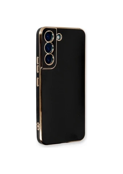 Samsung Galaxy S21 Fe Kılıf – Asmobıle Şanzelize Altın Kenarlı Silikon Kapak, Şık ve Dayanıklı, Mat Kaymaz Yüzey