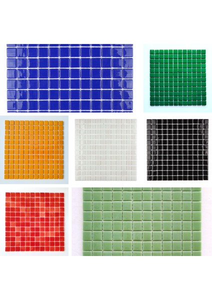 Hobi ve Sanatsal Çalışmalar Için 25X25MM. Boyutlarında 7 Farklı Renkten Oluşan 31,5X31,5CM. Fileli Cam Mozaik Seti. fiyatları