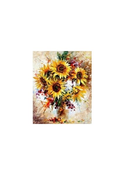 Canvas Ayçiçek Sayılarla Boyama Seti Rulo
