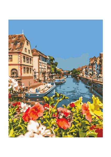 Canvas Kanal Çiçekleri Sayılarla Boyama Seti Rulo