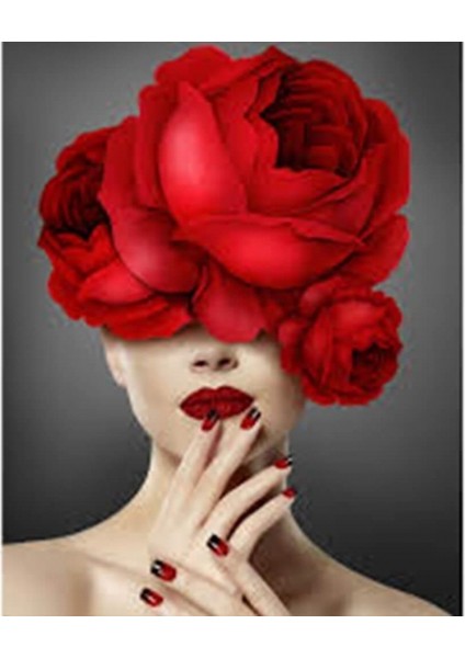 Canvas Çiçek Kadın 6 Renkli Sayılarla Boyama Seti Rulo