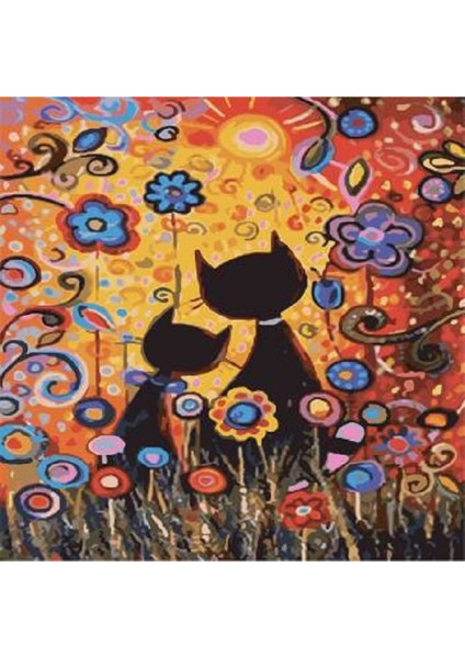 Canvas Kedilerin Rüyası Sayılarla Boyama Seti Rulo