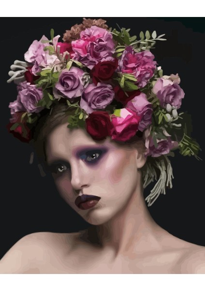 Canvas Kadının Çiçek Duruşu 6 Sayılarla Boyama Setirulo