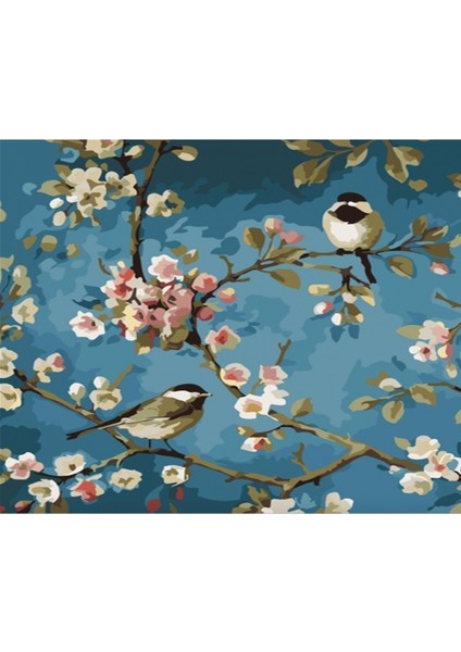 Canvas Daldaki Kuşlar 3 Sayılarla Boyama Seti Rulo