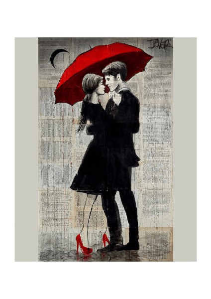 Canvas Romantik Şemsiye Anısı 3 Sayılarla Boyama Seti Rulo