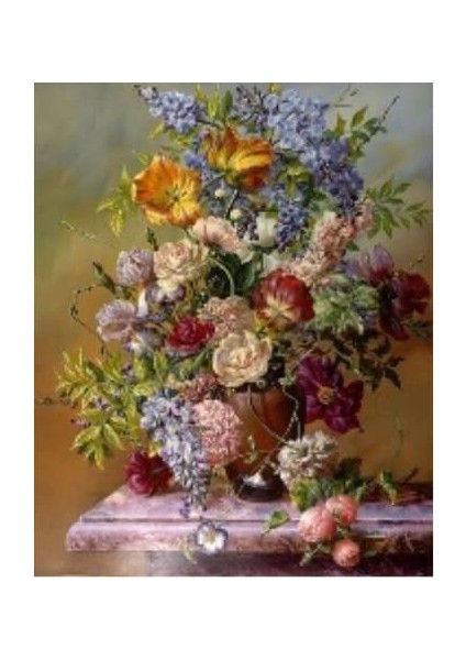 Canvas Çiçekler Sayılarla Boyama Seti Rulo