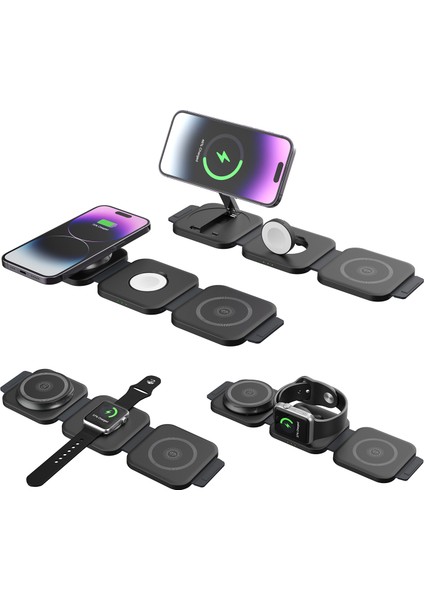 iPhone & Samsung Uyumlu Alüminyum Telefon, Kulaklık, Saat Şarj Istasyonu (18 W Hızlı Şarj Desteği) fiyatları