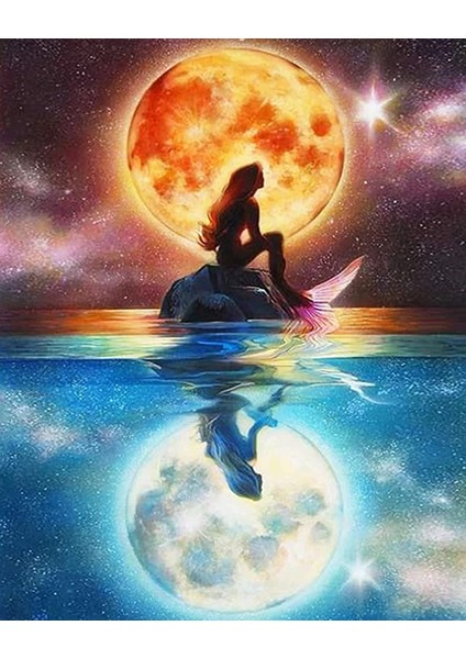 Canvas Deniz Kızı Yansıması Sayılarla Boyama Setirulo