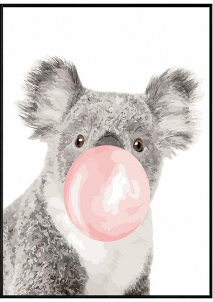 Canvas Pembe Sakız ve Koala Sayılarla Boyama Seti Rulo