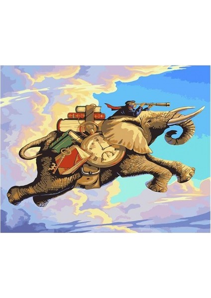 Canvas Picasso Uçan Fil sayılarla Boyama Seti Rulo