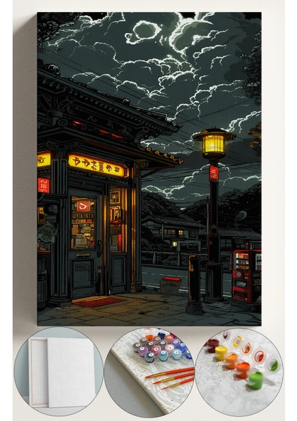 Sayılarla Boyama Çerçeveli Hobi Seti Numaralı Tuval Fırça Boya Dahil Kasnaklı 40X50 cm Işıklı Market