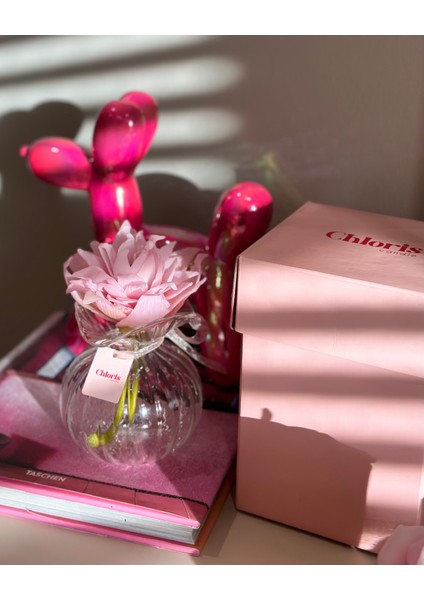 Cam Vazo Içerisinde Lotus Çiçeği Mum