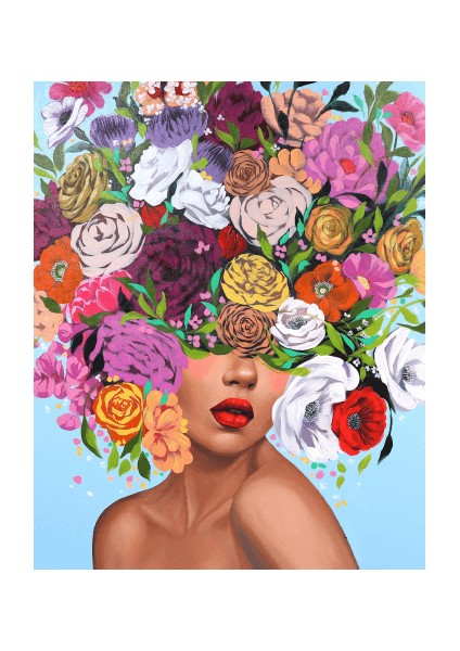 Canvas Çiçek Kadın 36 Sayılarla Boyama Seti Rulo