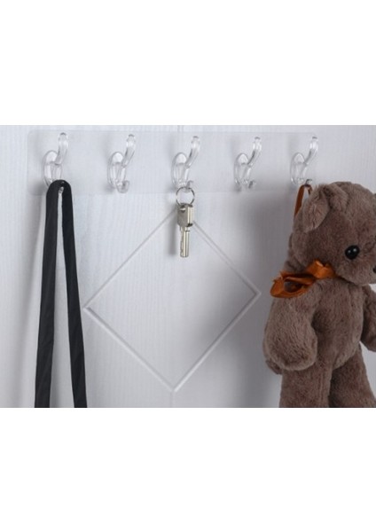 Büro Ev Ofis Düzeni Için 5 Kancalı Yapışkanlı Askı