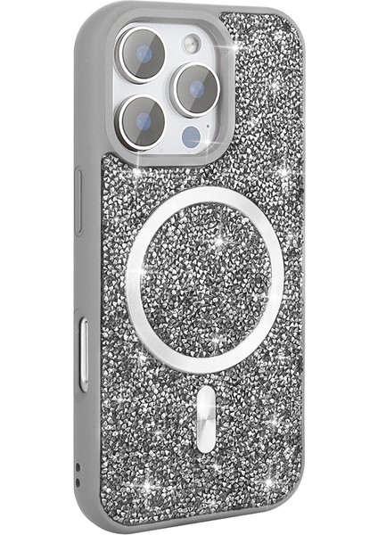Iphone 16 Pro Max Uyumlu Kılıf Magsafe Destekli Işıltılı Simli Parlak Dökülmez Taşlı Lüks Kapak fiyatları