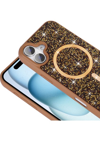 Iphone 16 Uyumlu Kılıf Magsafe Destekli Işıltılı Simli Parlak Dökülmez Taşlı Lüks Kapak modelleri