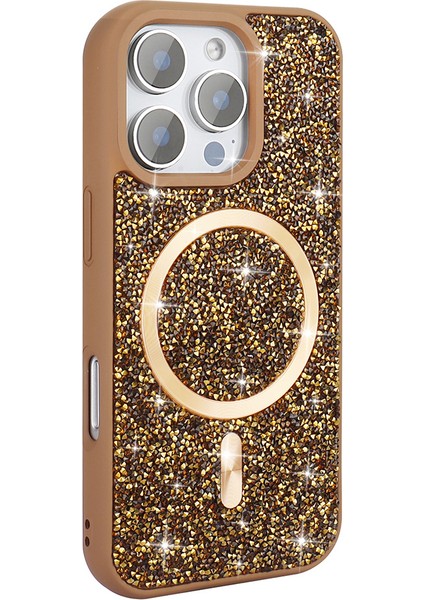 Iphone 16 Pro Max Uyumlu Kılıf Magsafe Destekli Işıltılı Simli Parlak Dökülmez Taşlı Lüks Kapak fiyatları