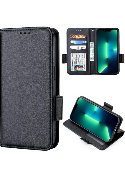 Iphone 16E Uyumlu Kılıf Deri Görünümlü Kapaklı Kartlıklı Standlı Kamera Koruyuculu Kapak