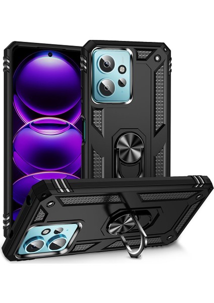 Xiaomi Redmi Note 12 4g Uyumlu Kılıf Yüzüklü Standlı Armour Darbe Emici Dayanıklı Tank Zırh Kapak