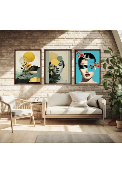 Modern Tarz Mdf Plastik Çerçeveli 3'lu Dekoratif Tablo 124 modelleri
