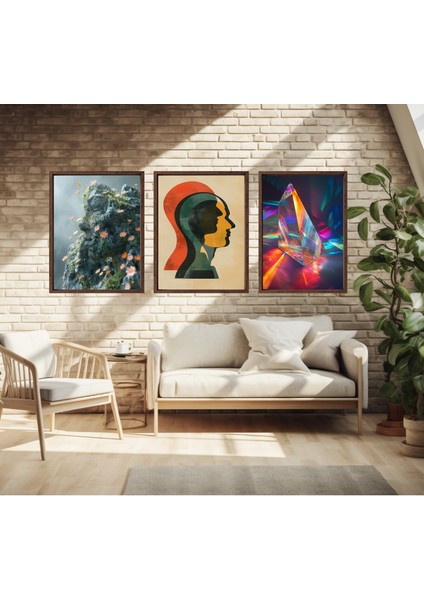 Modern Tarz Mdf Plastik Çerçeveli 3'lu Dekoratif Tablo 144 modelleri