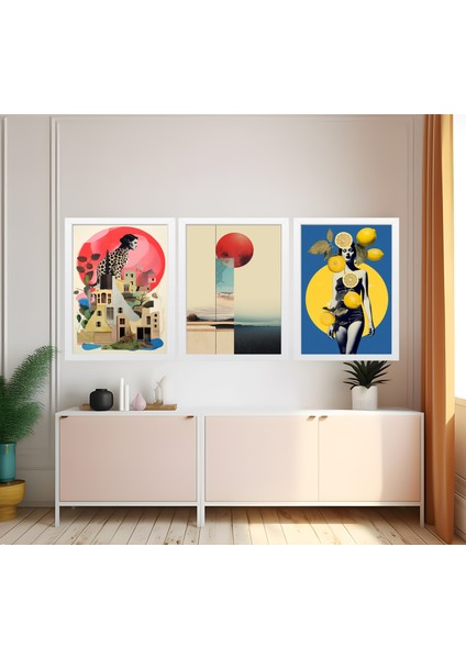 Modern Tarz Mdf Plastik Çerçeveli 3'lu Dekoratif Tablo 112 fiyatları