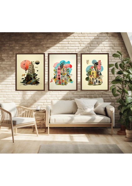 Modern Tarz Mdf Plastik Çerçeveli 3'lu Dekoratif Tablo 107 modelleri