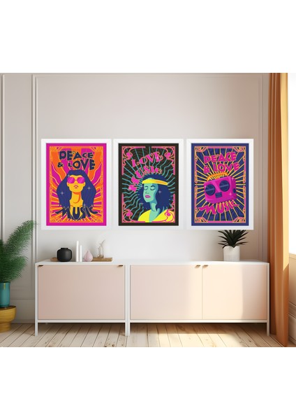 Modern Tarz Mdf Plastik Çerçeveli 3'lu Dekoratif Tablo 176 fiyatları