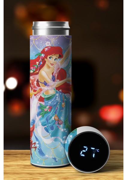 Dream Collectıon Denizkızı Özel Tasarım Sıcaklık Göstergeli Dijital Led Paslanmaz Çelik Termos 450 Ml