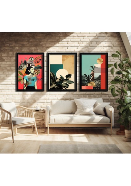 Modern Tarz Mdf Plastik Çerçeveli 3'lu Dekoratif Tablo 113 fırsatları