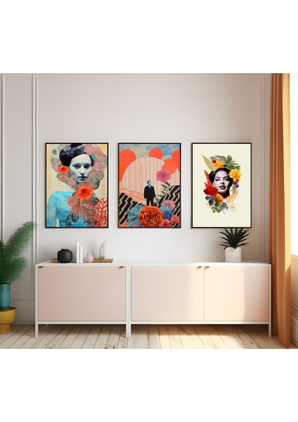 Modern Tarz Mdf Plastik Çerçeveli 3'lu Dekoratif Tablo 102
