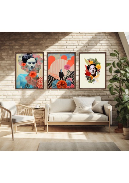Modern Tarz Mdf Plastik Çerçeveli 3'lu Dekoratif Tablo 102 modelleri