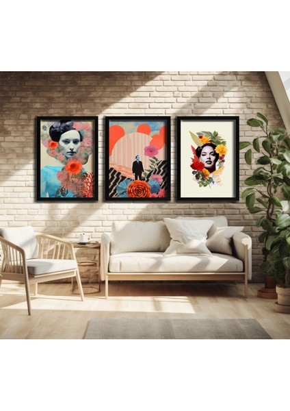 Modern Tarz Mdf Plastik Çerçeveli 3'lu Dekoratif Tablo 102 fırsatları