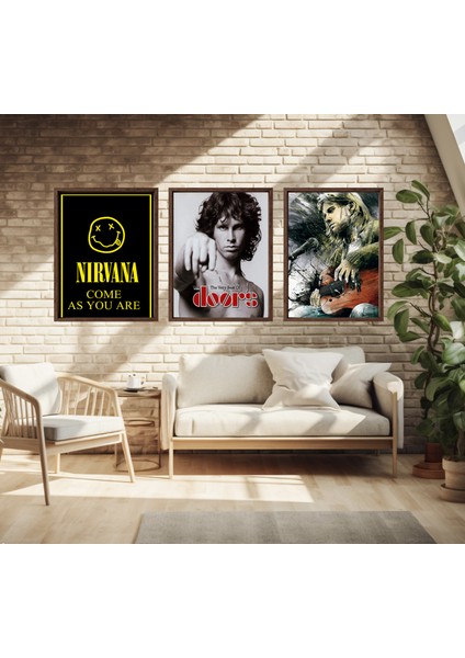 Modern Tarz Mdf Plastik Çerçeveli 3'lu Dekoratif Tablo 213