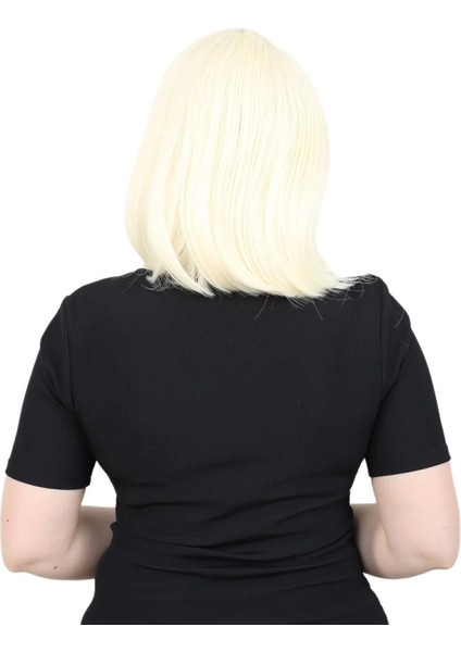 Fiber Sentetik Peruk Perçemsiz Kısa Düz - Açık Platin fırsatları