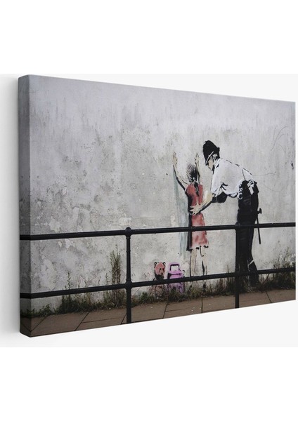 Bansky'nin Küçük Kız Çocuğunu Arayan Polis Isimli Çalışması Kanvas TABLO-5010