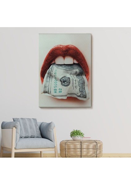 Ağzın Da Dolar Olan Kadın Duvar TABLOSU-6260 fiyatları