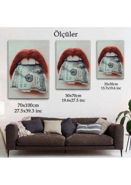 Ağzın Da Dolar Olan Kadın Duvar TABLOSU-6260 indirimleri