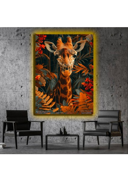 LED Işıklı Kanvas Tablo, 3D Dekoratif Baskılı Tablo Yapay Zeka Desteksli Hayvanlar 372