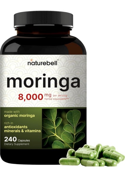 Pure Moringa 8000MG - Made With Moringa Organic, 240 Capsules.abd Menşei