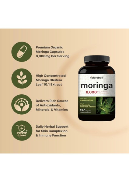 Pure Moringa 8000MG - Made With Moringa Organic, 240 Capsules.abd Menşei