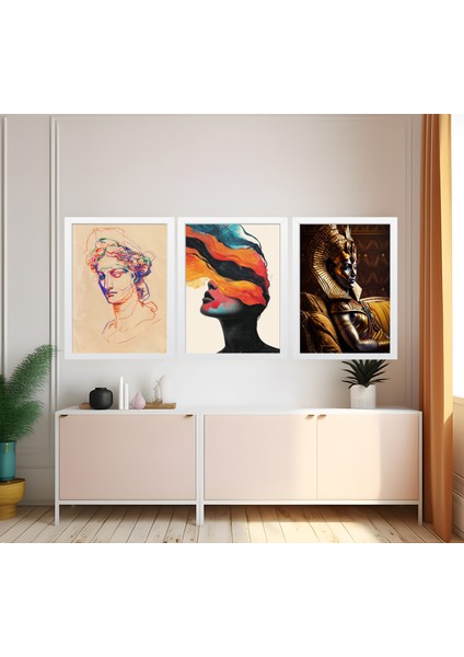 Modern Tarz Mdf Plastik Çerçeveli 3'lu Dekoratif Tablo 139 fiyatları